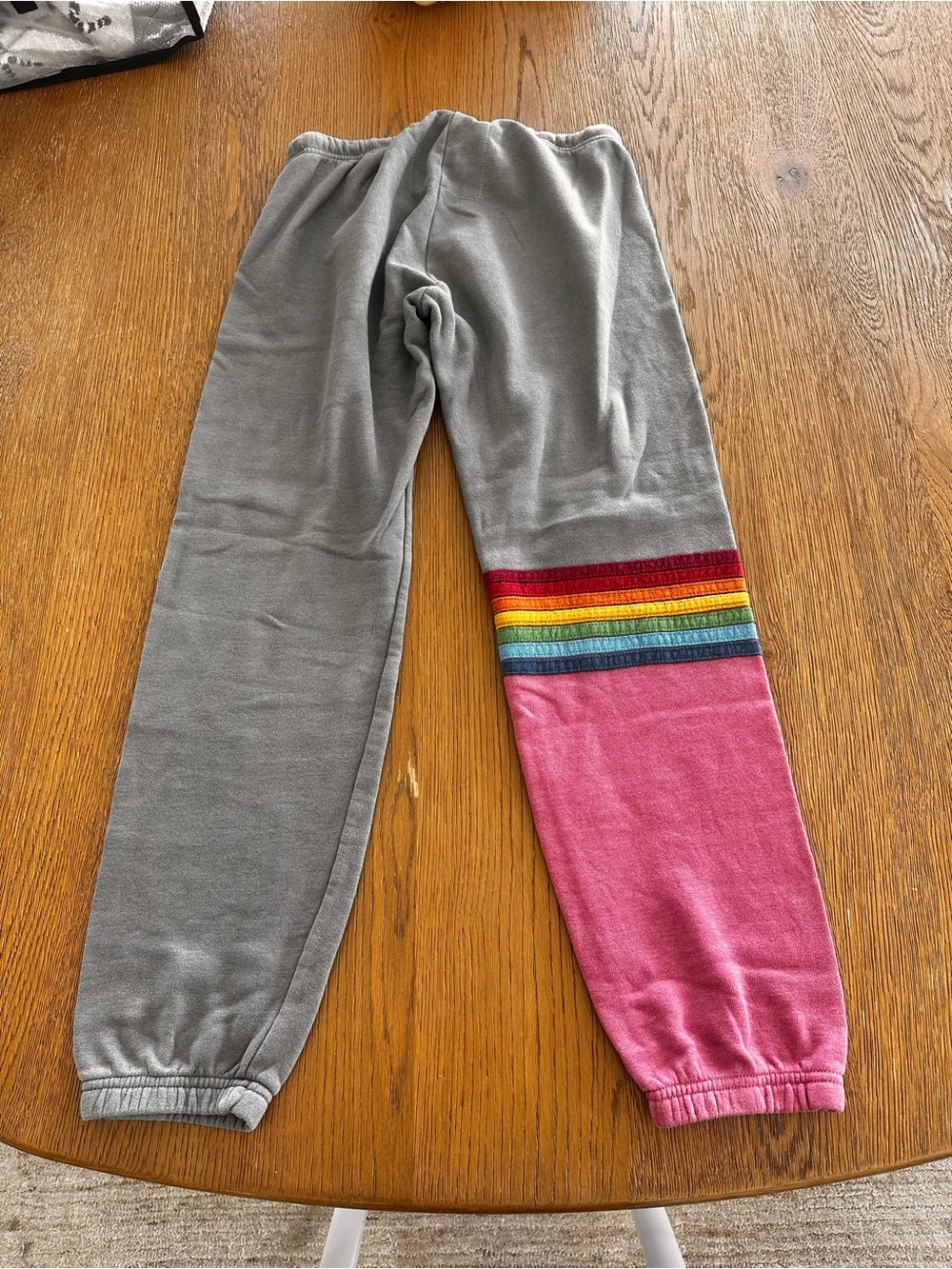 Aviator Nation Gray Colorblock Joggers with Purple Leg and Rainbow Stripe Size L